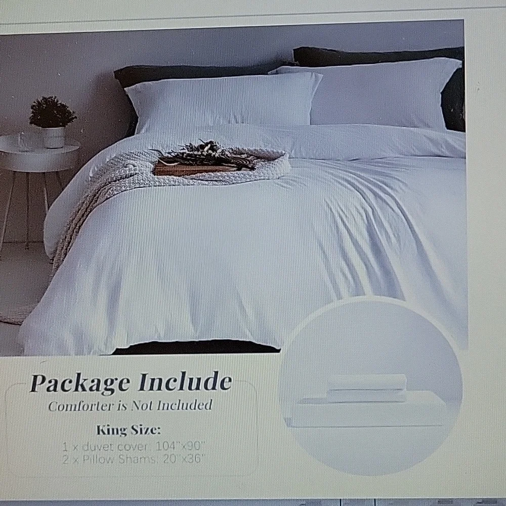 Mildly White King SuperSoft duvet cover 3pc set zipper corner tie Microfiber New